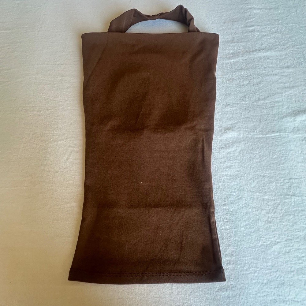 WeWoreWhat Halter Cowl Top‎ Brown Saddle Jersey WWT203-01 Womens XS NEW